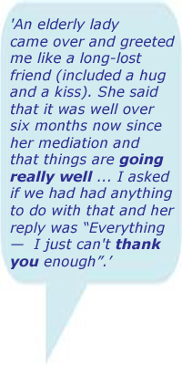 Testimonial from a mediator describing a grateful client.